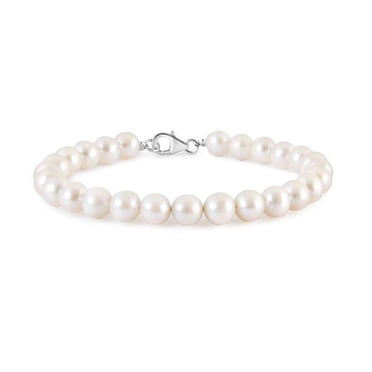 Angara Freshwater Cultured Pearl Single Strand Bracelet for Women in 925 Sterling Silver (Grade: AA) | June Birthstone, Wedding, Anniversary, Jewellry Gift for Women