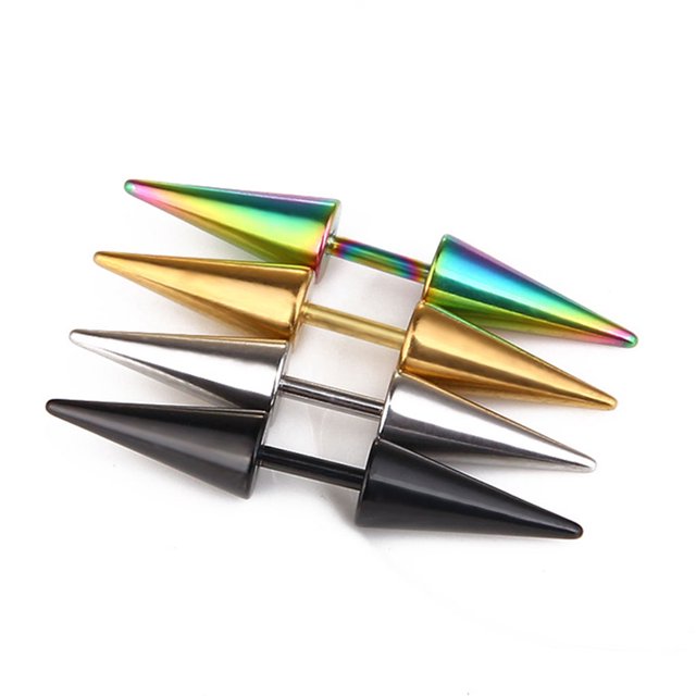 Electronicheart 1Pc Men Boys Titanium Steel Spike Stud Earring Punk Rock Piercing Stud Steel Rivets Earring