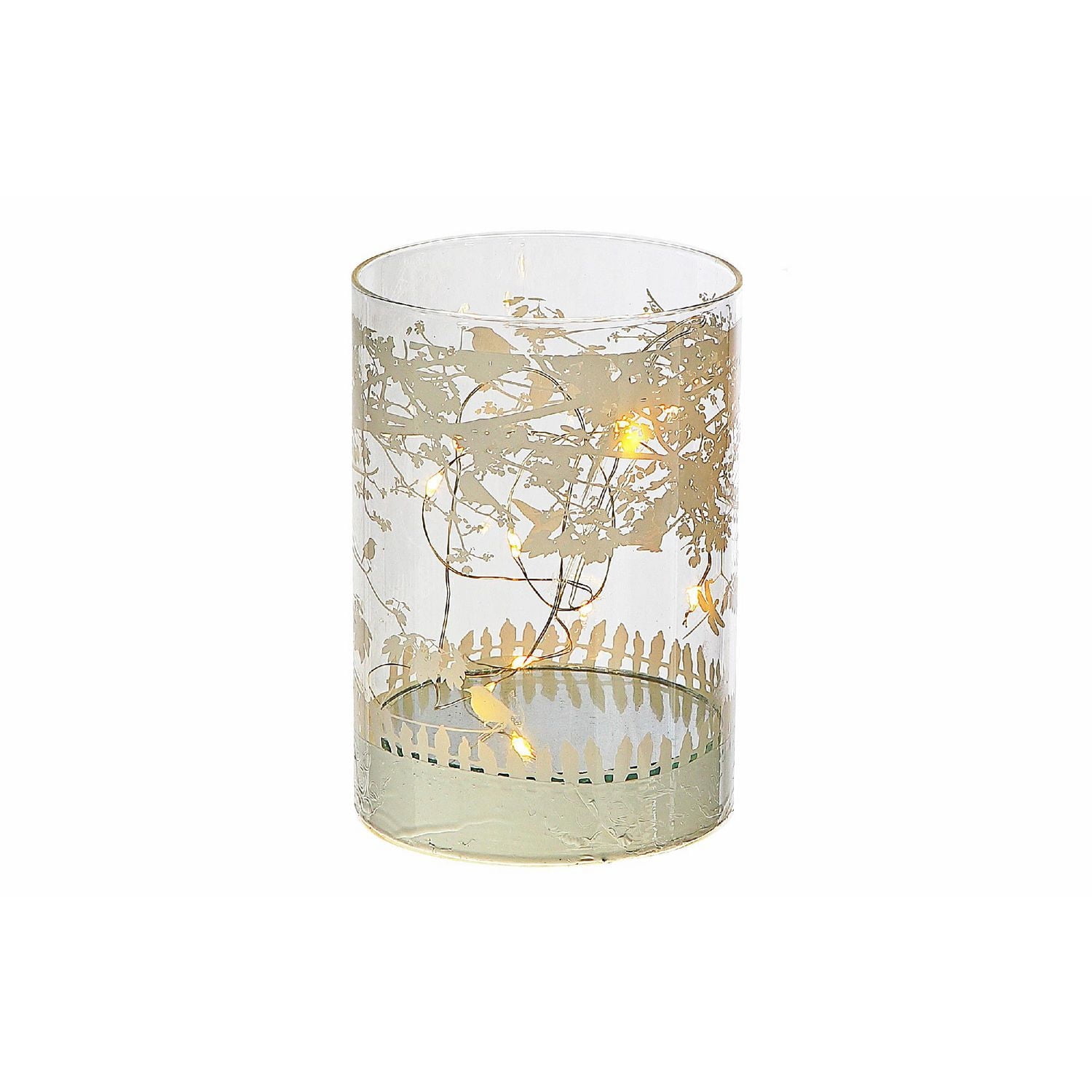 IH Casa Decor Cylinder Led Glass Decor Birds Sur Tree 5"