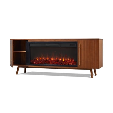 Morris 72" Landscape Electric Fireplace TV Stand in Vintage Black Maple