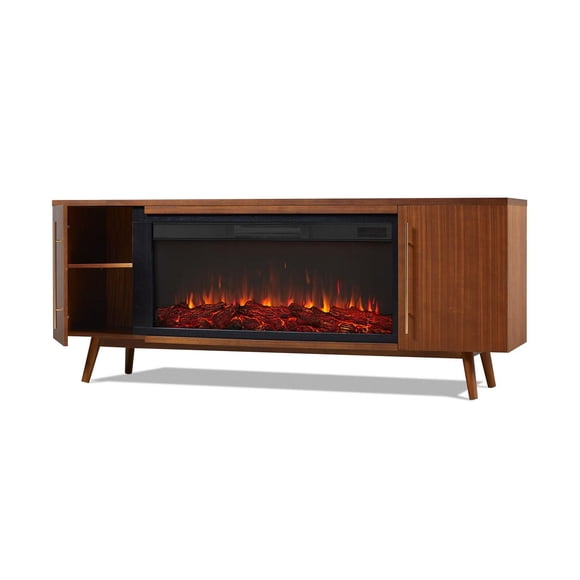 Morris 72" Landscape Electric Fireplace TV Stand in Vintage Black Maple