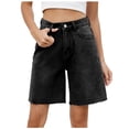thumbnail image 1 of Yanlir Jean Shorts for Women Trendy High Waisted Denim Shorts Carpenter Stretchy Spring Summer Casual Water-Washed Jeans Shorts(Black,2XL), 1 of 7