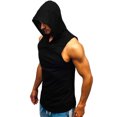 thumbnail image 2 of TIHLMK T-Shirts pour Hommes Hommes à Capuche Rayé à Empiècements Gilet Veste Patchwork Sans Manches à Capuche Contrastée, 2 of 6