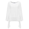thumbnail image 4 of pxiakgy T-Shirts pour Femmes Mode Grande Taille Irrégulière Décontracté Lin Manches Longues Col Rond blouse T-Shirts Femmes Blanc + m, 4 of 9
