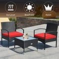 thumbnail image 3 of Costway Ensemble de Mobilier de Terrasse en Rotin Osier 3 Pcs Table Basse et 2 Chaises en Rotin avec Coussin, 3 of 8