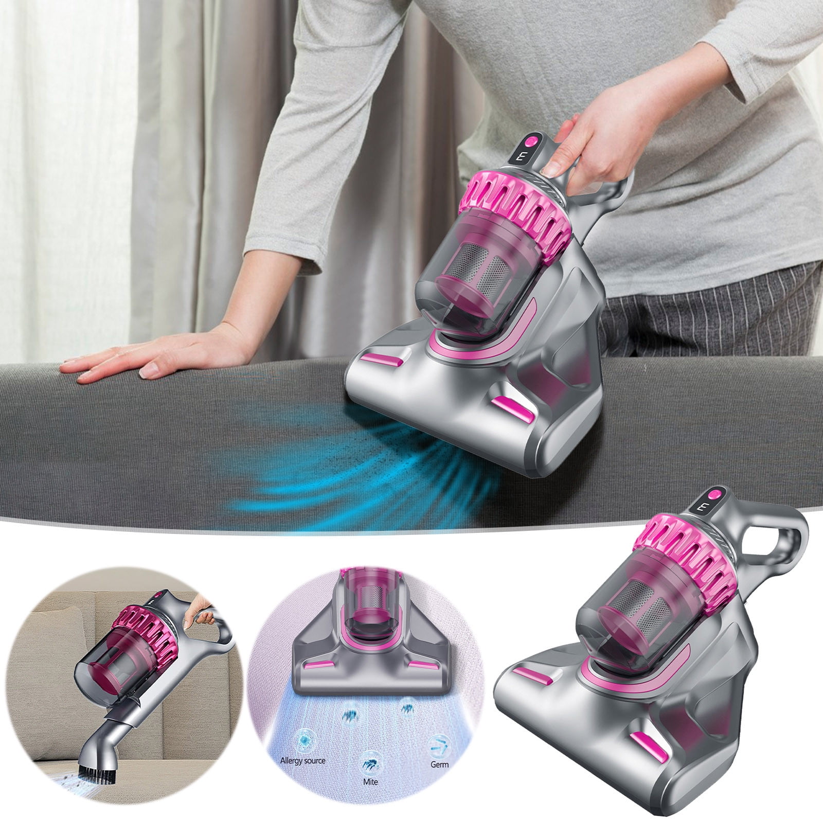 EGNMCR Cordless Vacuums Hand Held Vacuums Cordless Wireless Removal Vacuum Cleaner, Removal Instrument Vacuum Cleaner Four-in-one Handheld Wireless Blue Light Sterilizing Floor Sweeper A Vacuum