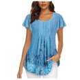 thumbnail image 1 of TopLLC Chemises Fluides Grande Taille pour Femmes Été Décontracté Floral Col Rond Manches Courtes Blouses Imprimé Floral Mignon Tunique Ample, 1 of 5