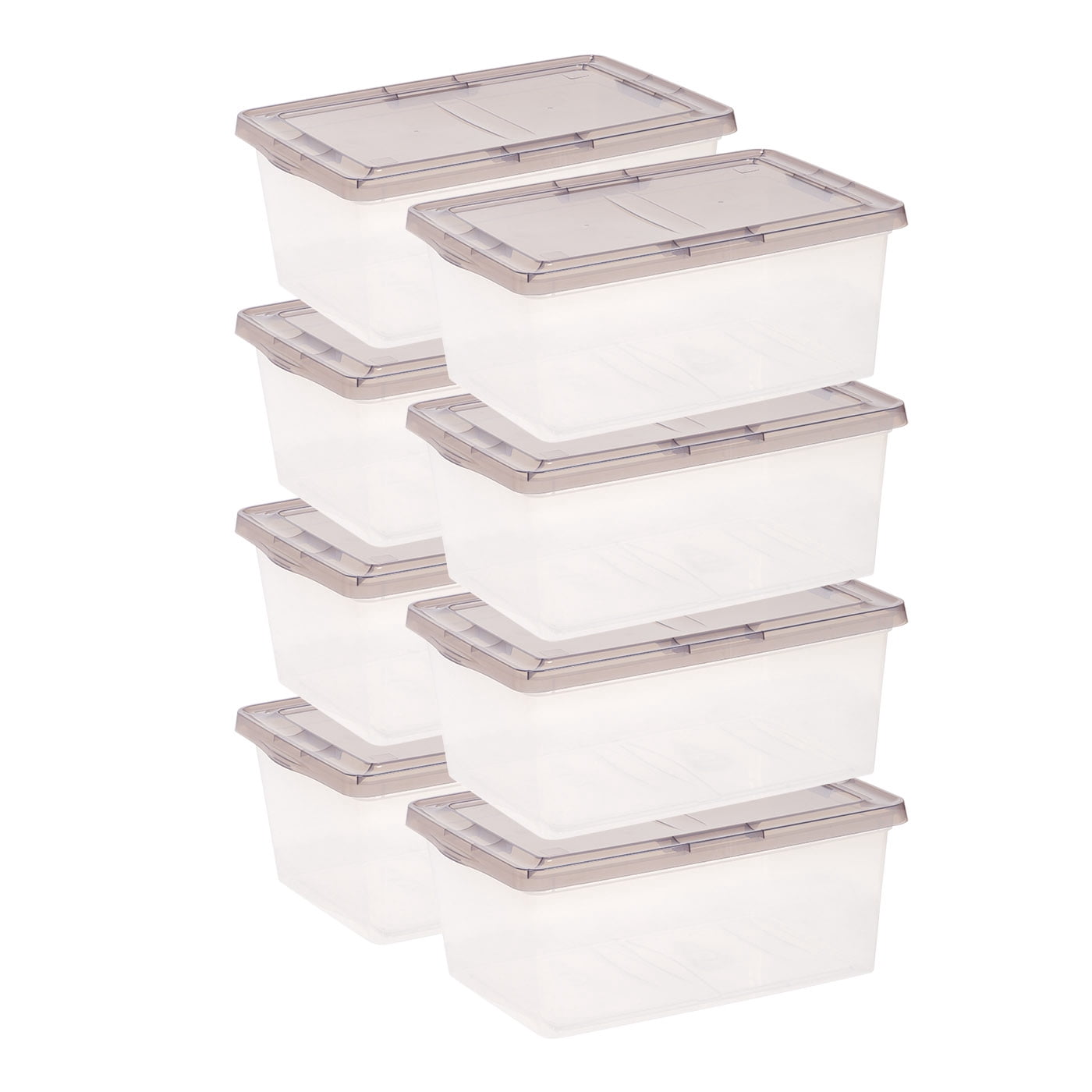 IRIS 16 L Plastic Storage Bins with Lids Stackable Storage Containers Totes 8 Pack