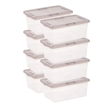 IRIS 16 L Plastic Storage Bins with Lids Stackable Storage Containers Totes 8 Pack
