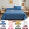 thumbnail image 1 of Bowayaoa Dark Blue Solid Color Bed Sheet Set 3 Piece, Soft Wrinkle Free Polyester Queen Size Sheet Sets, Easy Care Fade Resistant Washable Bedding with Pillowcases, 1 of 7