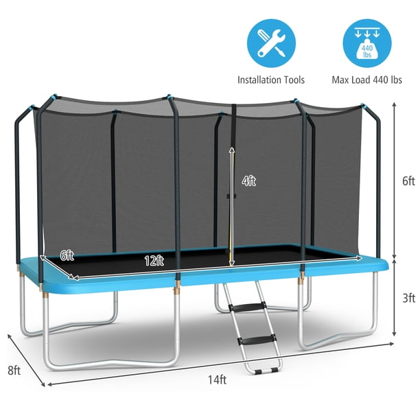 Gymax 8 x 14 FT Rectangular Recreational Trampoline W/ Safety