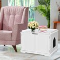 thumbnail image 3 of Costway Cat Litter Box Cabinet Furniture Cat Washroom Storage Bench, 3 of 9