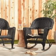 thumbnail image 2 of Jeco Wicker Rocker Chair in Black with Black Cushion (Set of 2), 2 of 5