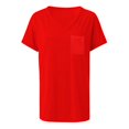 thumbnail image 4 of T-shirts à Manches Courtes pour Femmes T-Shirts Unis à Manches Courtes à Col en V Décontractés avec Poches T-Shirt, 4 of 5