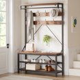 thumbnail image 1 of Garvee Industrial 3-Tier Hall Tree with Bench, 39.9" Coat Rack & Shoe Storage for Entryway, Hallway, Living Room, 1 of 5