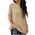 thumbnail image 1 of Innerwin Hauts en Tricot Manches Longues Femme Chandail Décontracté Col Rond Tunique Ample Blouse Beige TP, 1 of 6