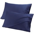thumbnail image 1 of PiccoCasa Pure Cotton Pillowcases 2 Pcs Soft with Envelope Navy Blue Standard, 1 of 7