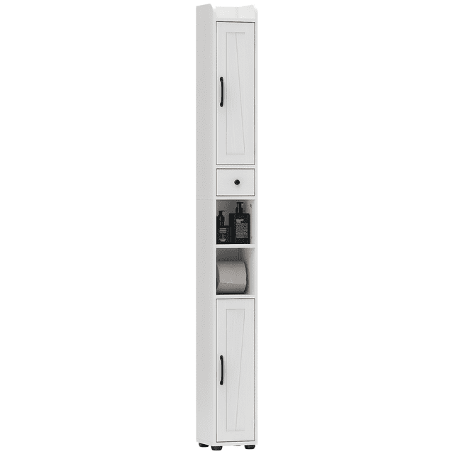 HOMCOM Armoire de Salle de Bain Étroite de 73 Pouces, Armoire de Rangement pour Salle de Bain, Blanc