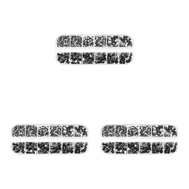Shengyu 1 Bag Glass Crystal Eye-catching Easy to Paste Nail Rhinestones DIY Handcraft Different Styles Sweet Gift for Mobile Phone Type 1 430 Black 3PCS