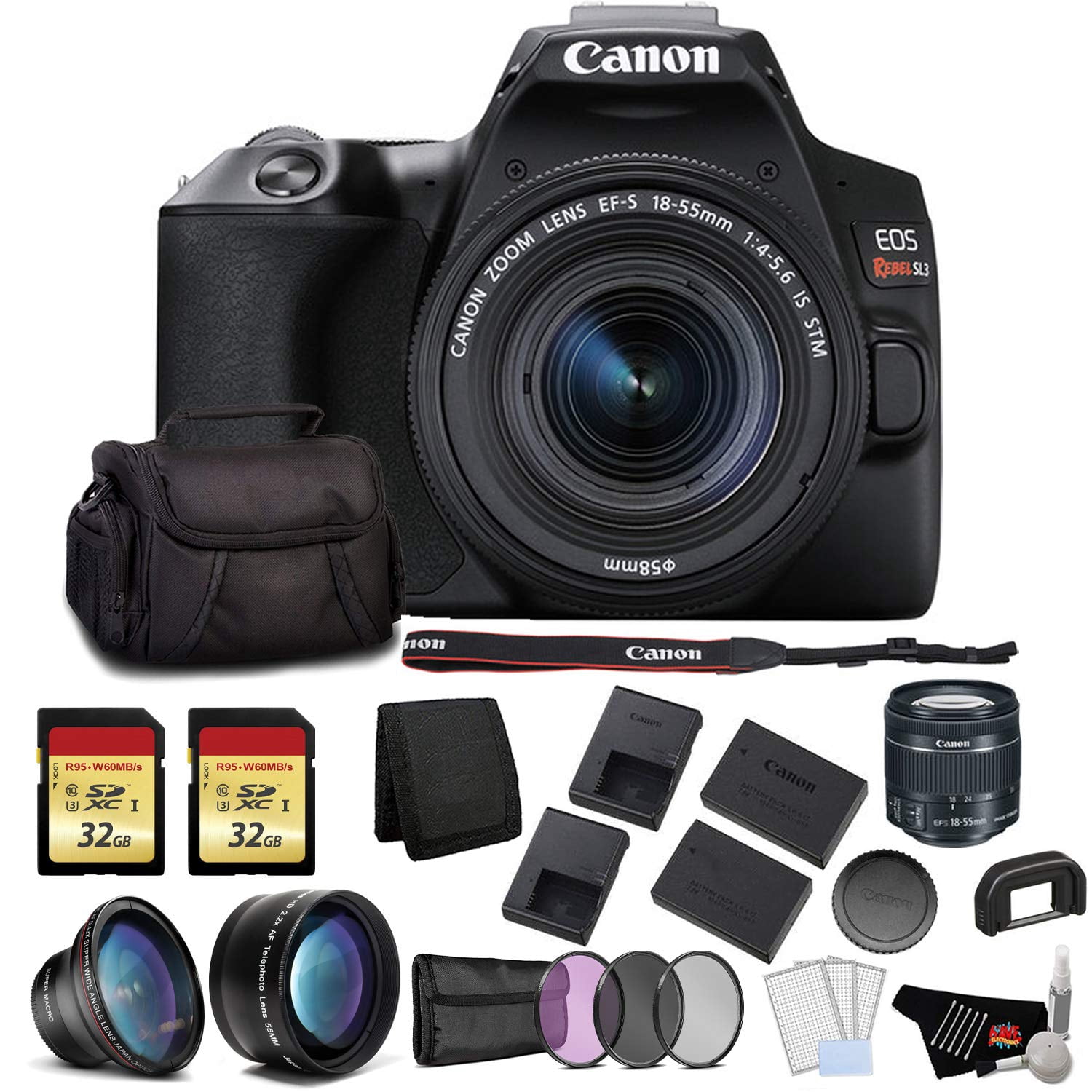 Canon EOS Rebel SL3 DSLR Camera with 18-55mm Lens (Black) Pro