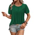 thumbnail image 4 of Liquidation! Hauts Grande Taille pour Femmes, Blouse à Manches Courtes d'Été pour Femmes, T-shirt à Col Rond Uni pour Femmes, 4 of 5