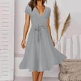 thumbnail image 2 of Cathalem Womens Summer Dress Loose Short Sleeve Crew Neck Ribbed Dresses,Blue XXXL, 2 of 4
