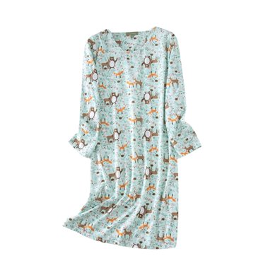 Kelon Nuisettes et Chemises de Nuit pour Femmes en Liquidation Chemise de Nuit en Polyester pour Femmes Chemises de Nuit à Manches Longues pour Femmes Chemises de Sommeil Robe de Pyjama Mignonne Tenue de Nuit Décontractée Chemises de Nuit Imprimées Robe T-Shirt