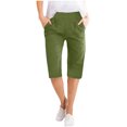thumbnail image 1 of Timegard Womens Shorts Cotton Linen Elastic Waist Solid Color Summer Knee Length Trousers with Pockets, 1 of 6