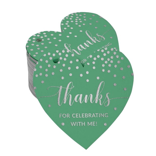 Inkdotpot Pack Of 50 Real Silver Foil Paper Tags Thanks For Celebrating With Me Birthday Favor Hang Tags