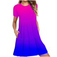 thumbnail image 1 of Weiqiqre Robes pour Femmes Été Décontractées à Manches Courtes Col Ras du Cou Robes T-Shirt Amples Évasées Mini avec Poches, 1 of 4