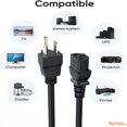 thumbnail image 3 of QJUHUNG 2-Pack 6 feet Universal Replacement AC Power Cord with 3-Pin Connector - 6ft  18AWG  Black - Ideal  PC  Printer  Monitor and Other Electronic Devi, 3 of 8