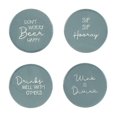 thumbnail image 3 of Linden Porcelain 4 Piece Coaster Set with Blue Finish, Assorted Sayings, 3 of 7