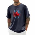 thumbnail image 1 of Pisexur T-shirts pour Hommes, Imprimé Col Rond Mode Décontractée Manches Courtes Blouses Chemises Bleu Foncé, S Chemises de Golf Hommes & Chemises Hommes, 1 of 6