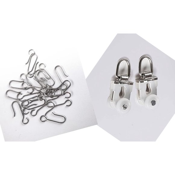 Track Rollers£¨20 pcs£© and Metal Curtain Hooks for Drapes (22 PCS), TOM TOOL Upgraded Aluminum Curtain Track -Special Accessories for Medium Square Rail