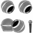 thumbnail image 2 of pitrice Grille de Microphone de Remplacement Portable Professionnelle Détachable Filaire Sans Fil avec Éponge Intégrée KTV Fête Concert Tête de Micro Pièce Type 5 Argent, 2 of 8