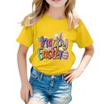 thumbnail image 1 of PMVFHDE T-Shirt Graphique à Manches Courtes Imprimé Lapin de Pâques pour Enfants, Col Rond, Décontracté, Printemps Été, Jaune, 8-9 Ans, 1 of 4