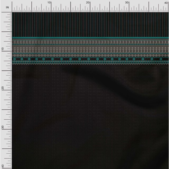 Soimoi Polyester Crepe Fabric Stripe & Aztec Panel Print Sewing Fabric Yard 52 Inch Wide