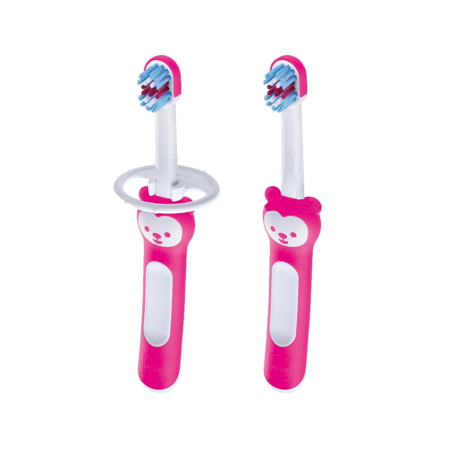MAM Baby Toothbrush, Baby's Brush, Girl, 6+ Months, 2 Brushes