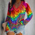 thumbnail image 2 of Fridja Women Fashion Loose V-Neck Printed Long Sleeve Top, 2 of 9
