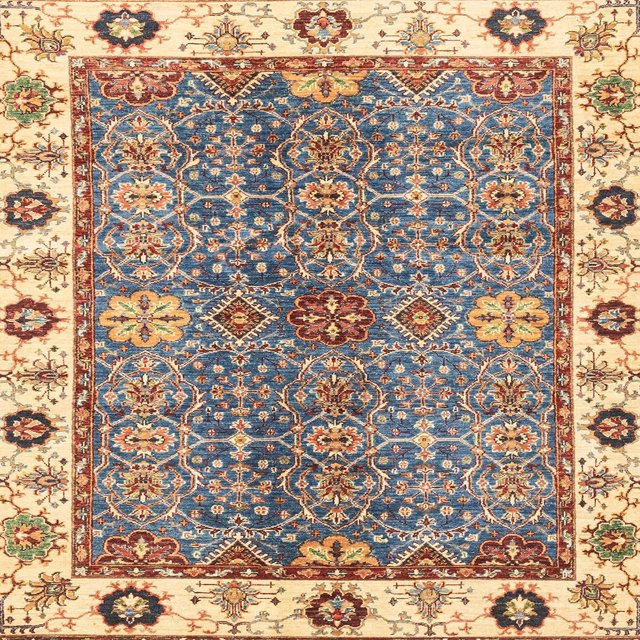 Ahgly Company Indoor Square Abstract Chestnut Brown Oriental Area Rugs, 7' Square