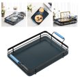 thumbnail image 3 of DOLITY Iron Cast Serving Breakfast Trays,Tea Table Plate,Coffee Table Tray,Food Fruit Blue 40x30x6.5cm, 3 of 9