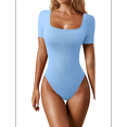 thumbnail image 1 of Women's 2 Piece Bodysuits Ribbed Square Neck Short Sleeve Bodysuits M, 1 of 7