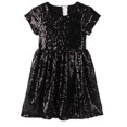 thumbnail image 5 of LOVZFMLL Robe pour Enfant 3-8 Ans, Mode, Couleur Unie, Paillettes, Fermeture Éclair, Manches Courtes, Col Rond, 5 of 5