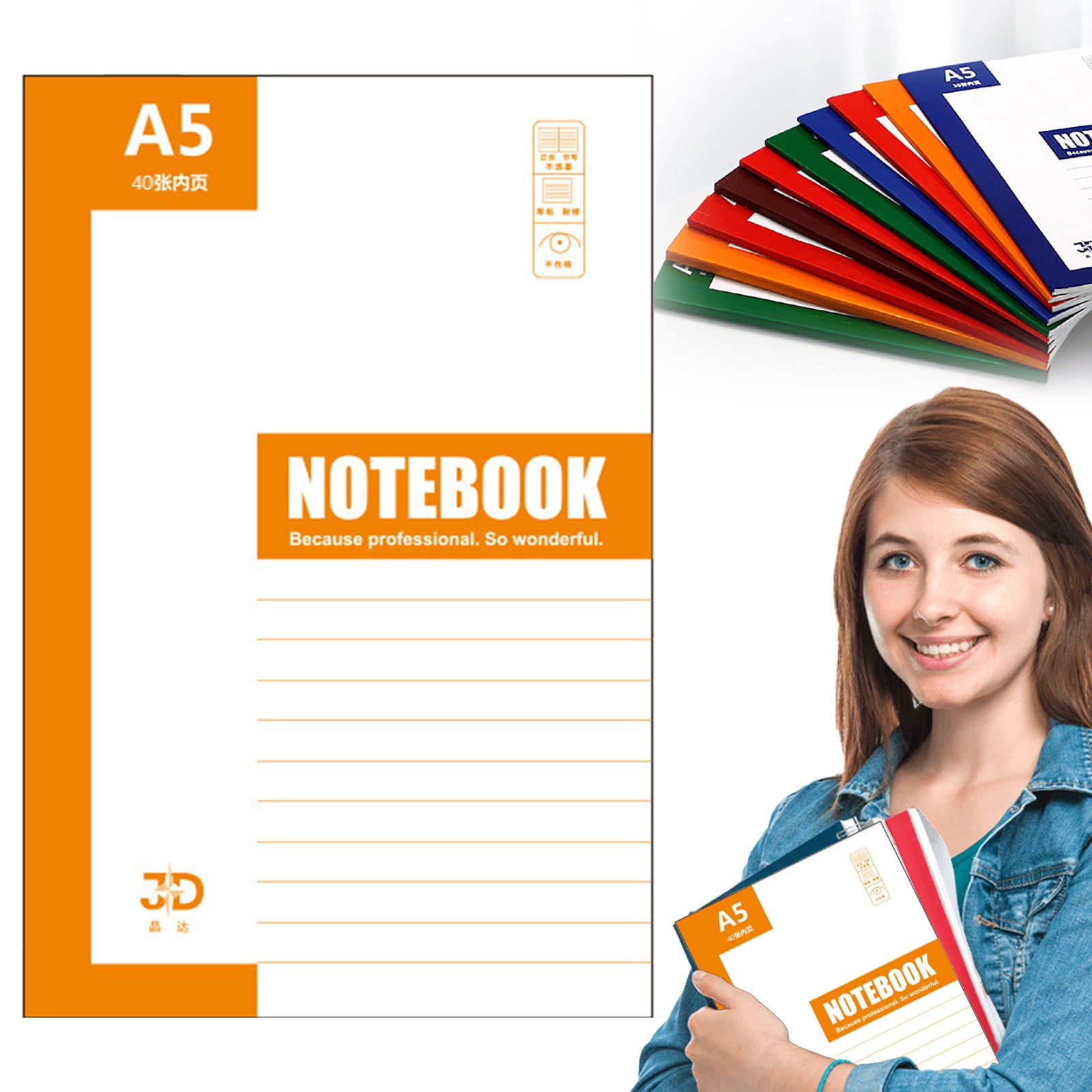 HUASHENG Composition Notebook Wide Ruled 1Pack 30\40sheets A5 Size Notebooks For School Notebooks For Work Wide Ruled Notebook