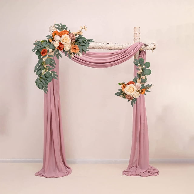 mtvxesu Simulation Silk Flower Arch Decor with Clips for Wedding Party Decoration, 2 Pcs, 20X10 Inches and 13X7.8 Inches