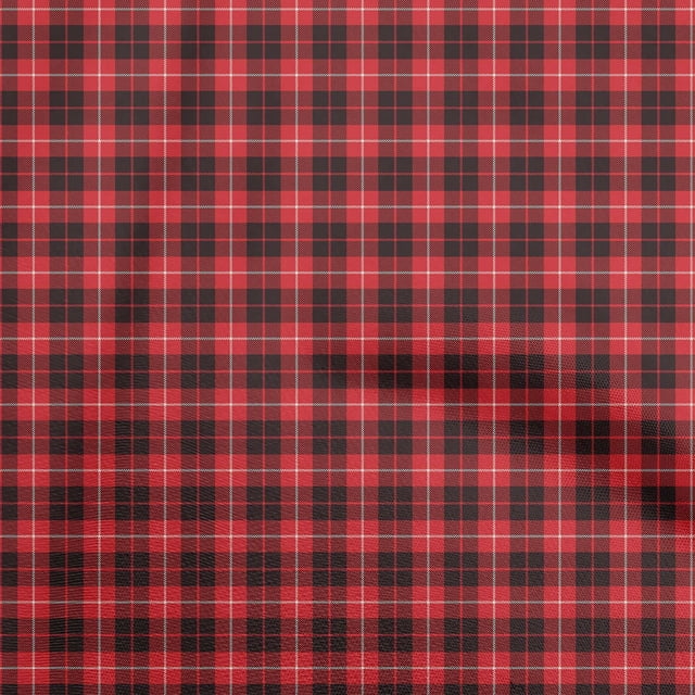 oneOone Cotton Silk Red Fabric Check Craft Projects Decor Fabric Printed By The Yard 42 Inch Wide