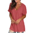 thumbnail image 4 of Birdeem Womens Fashion Gradient Printed Blouse V-Neck Short Sleeve Loose T-Shirt Tops, 4 of 7