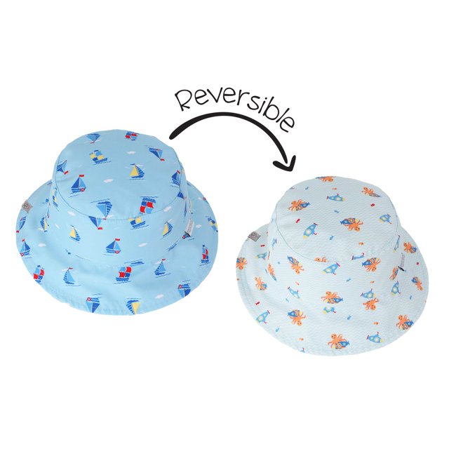 FlapJackKids - Patterned Sun Hat - Sailboat/Sub -XS (0-6M)