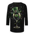 thumbnail image 5 of St. Patricks Day Ladies' St. Patricks Day Printed Round Neck Three Quarter Sleeve 3/4 Sleeve T-Shirt Loose Top, 5 of 5