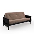 thumbnail image 1 of 8 Inch Full Poly Futon Mattress with Full Size Espresso Wood Arm Futon Frame, Tan, 1 of 9
